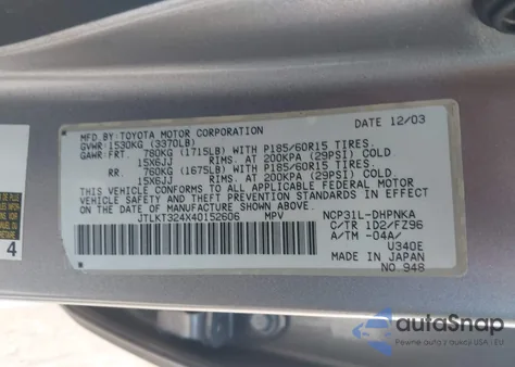 2004 Scion Xb from USA, damaged, VIN JTLKT324X40152606